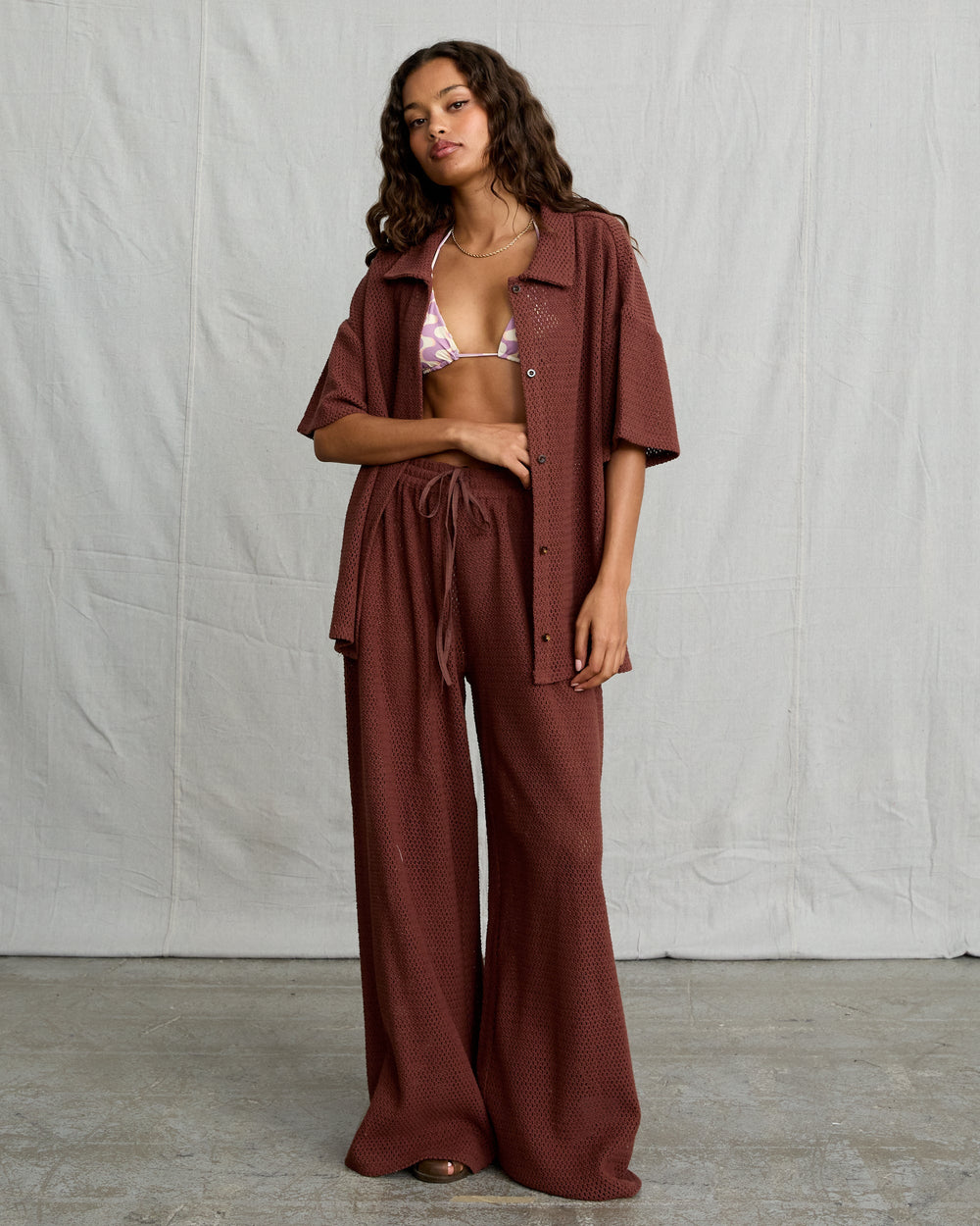 Fade Crochet Shirt - Mocha | RVCA on sale