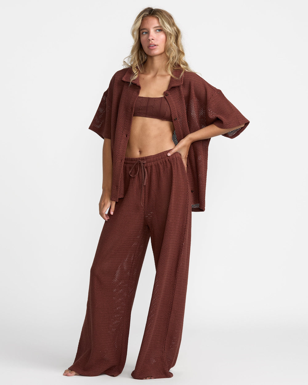 Fade Crochet Shirt - Mocha | RVCA on sale