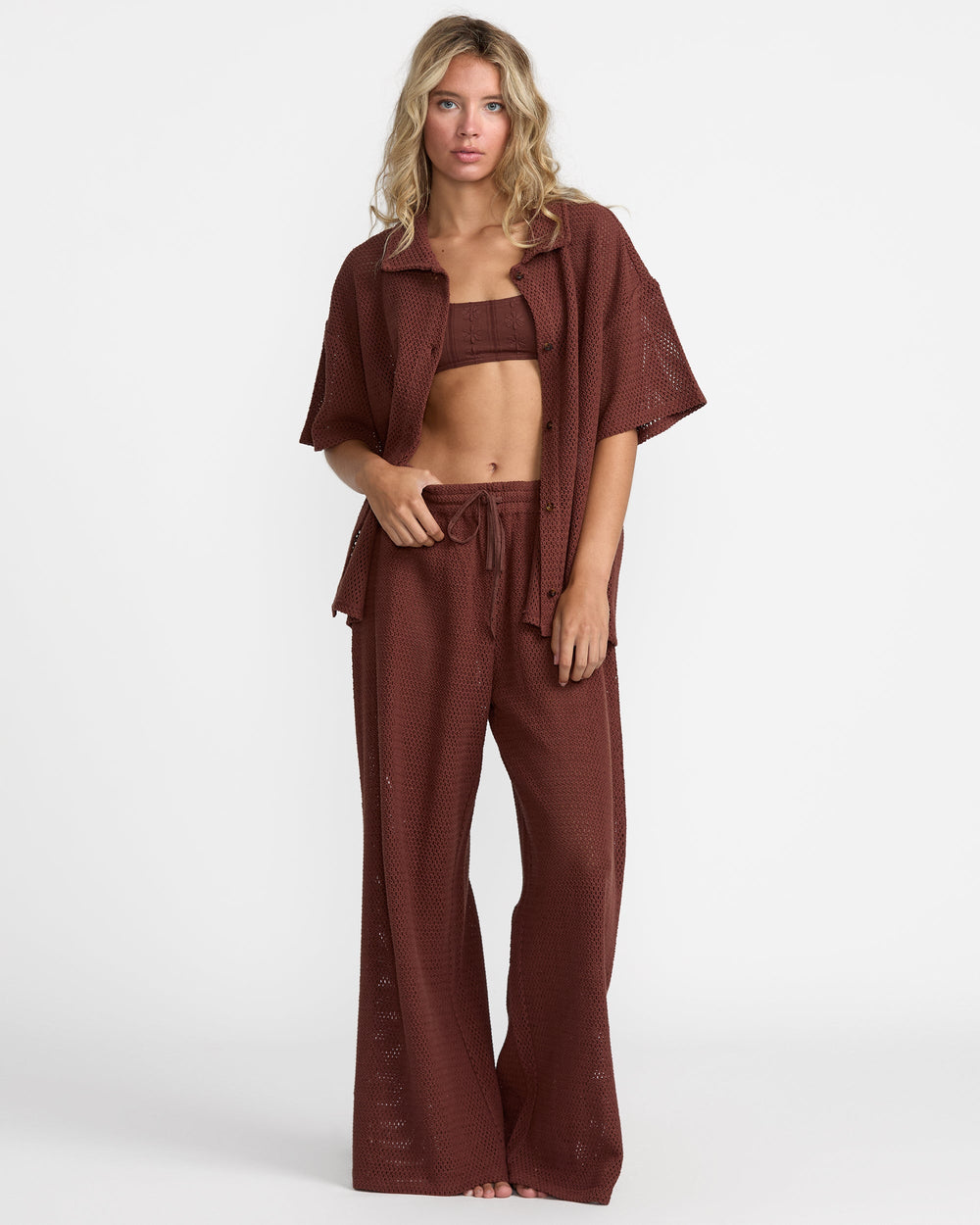 Fade Crochet Shirt - Mocha | RVCA on sale
