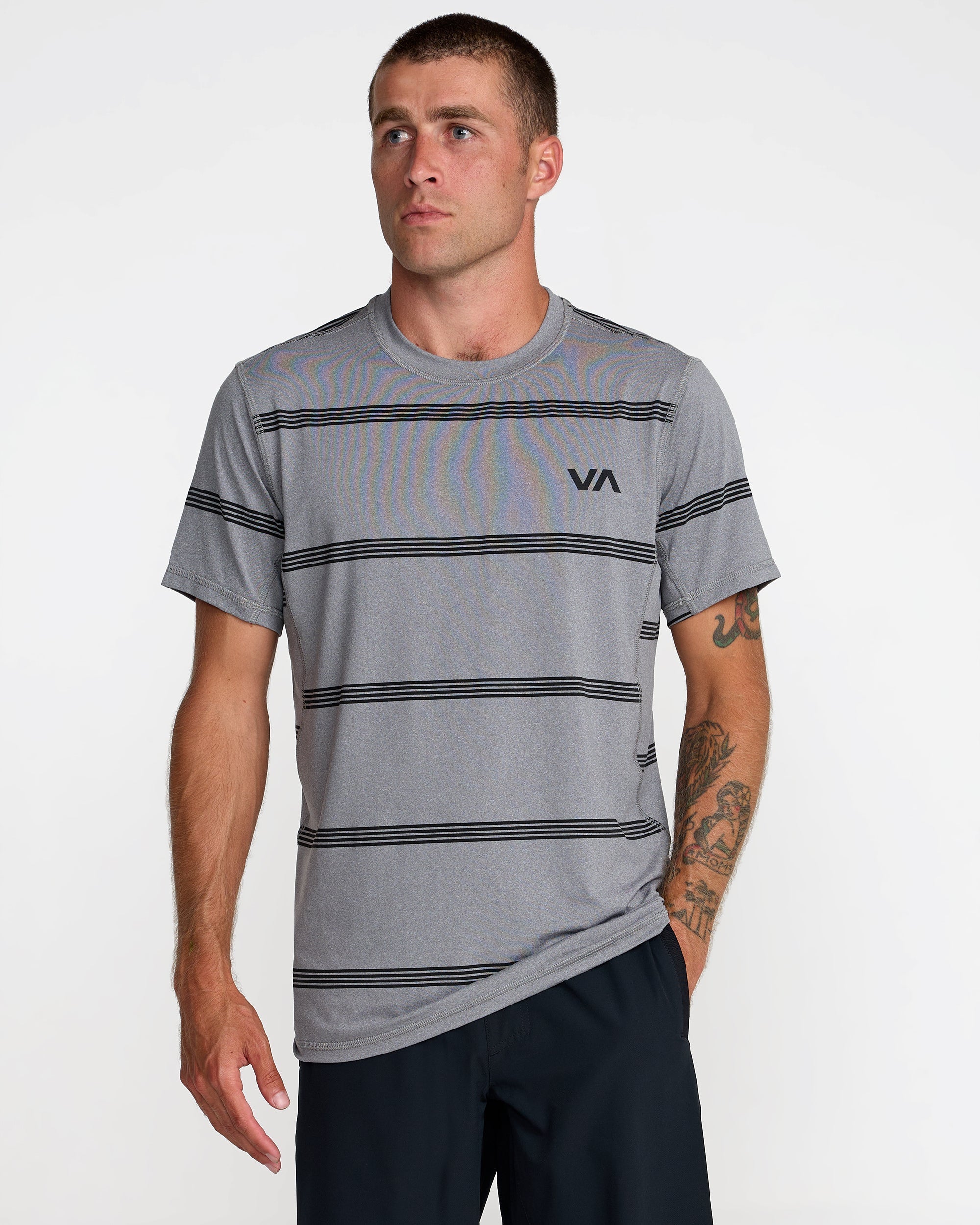 Sport Vent Stripe Short Sleeve Tee - Heather Grey | RVCA sale