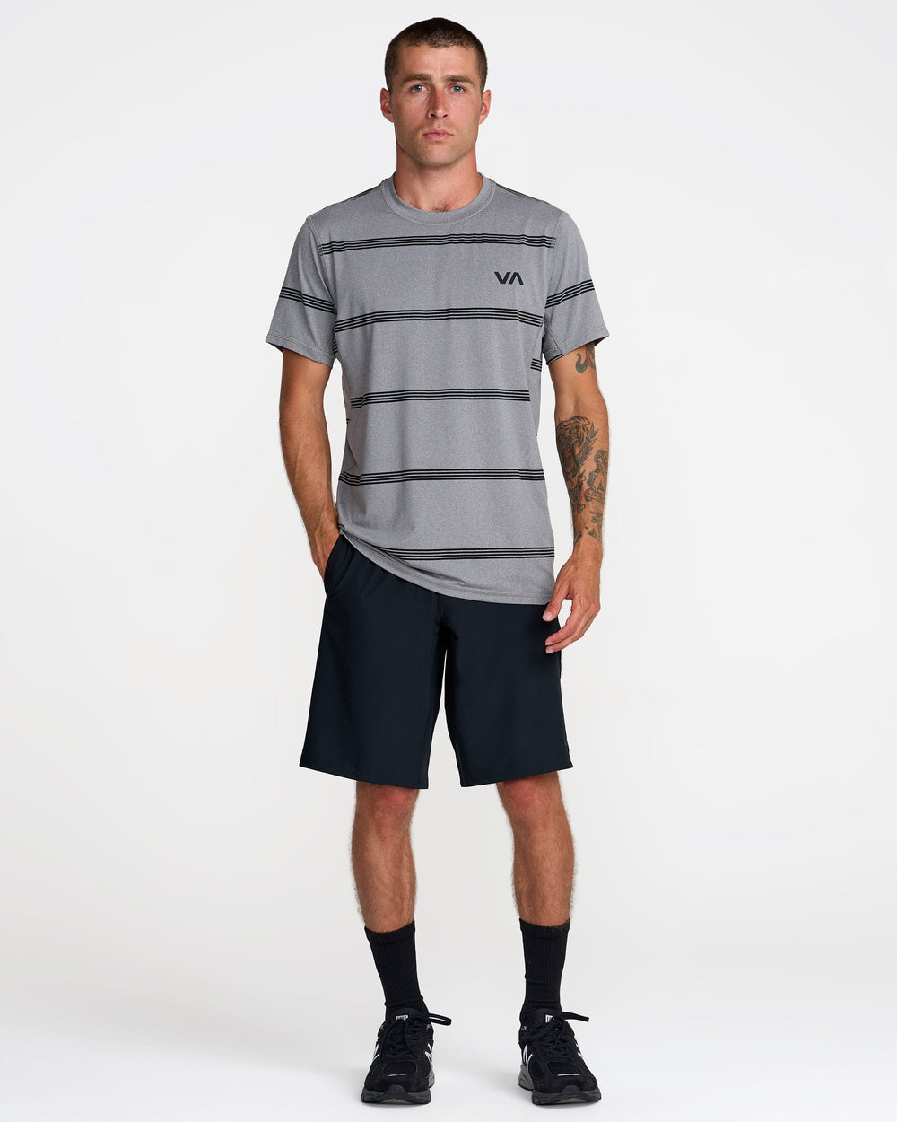 Sport Vent Stripe Short Sleeve Tee - Heather Grey | RVCA sale