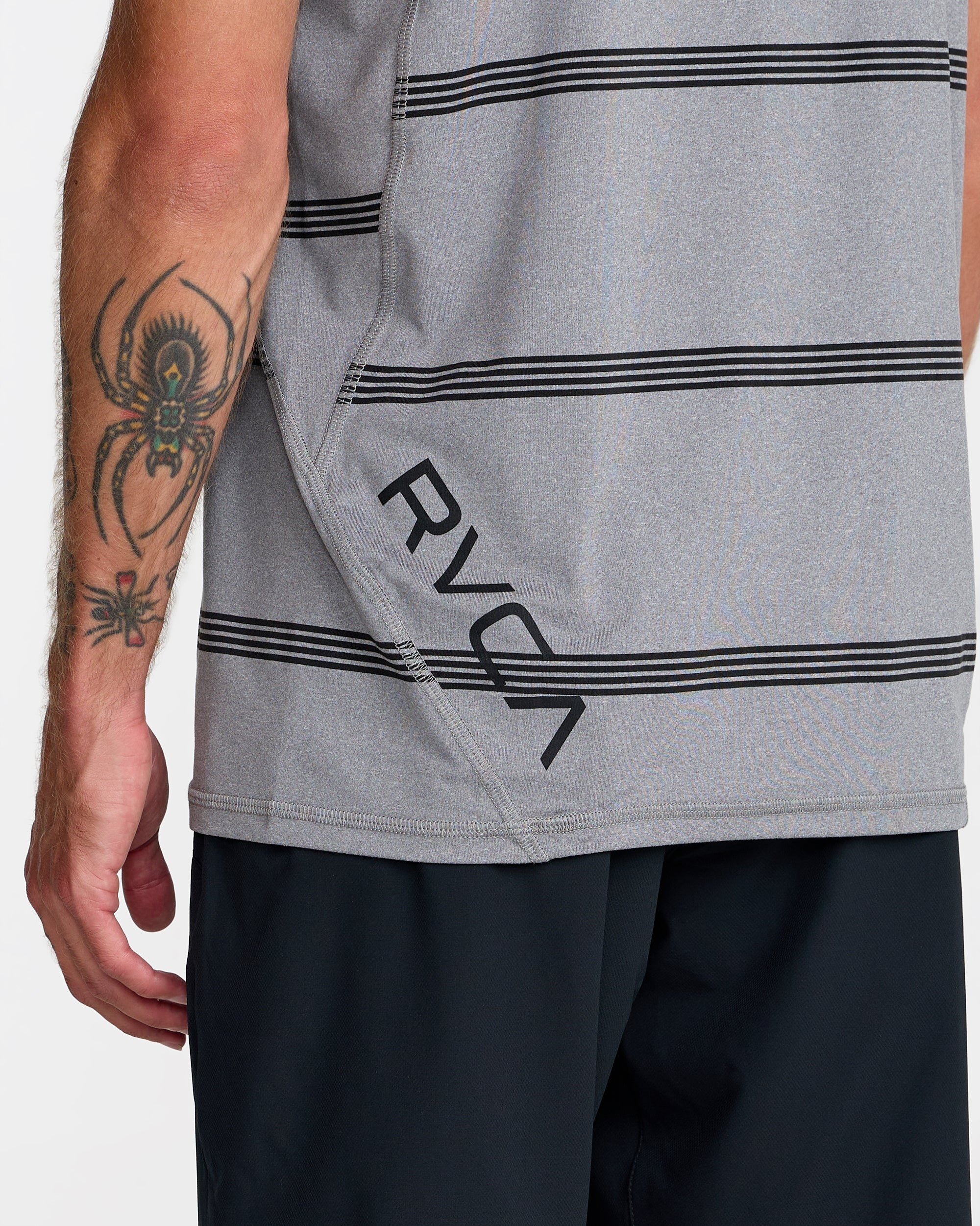 Sport Vent Stripe Short Sleeve Tee - Heather Grey | RVCA sale