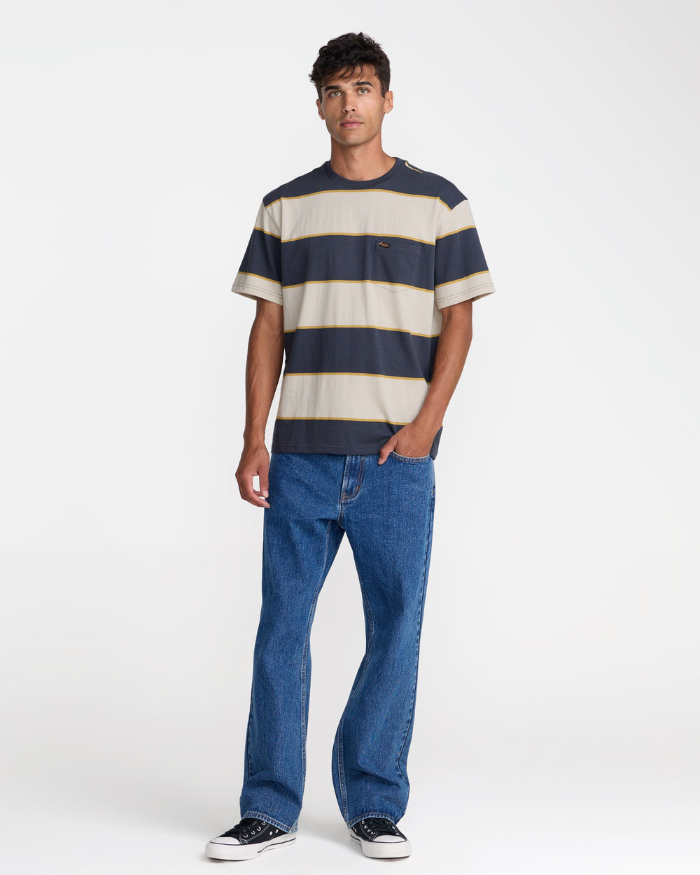 Dayshift Stripe Short Sleeve Tee - Light Khaki | RVCA discount