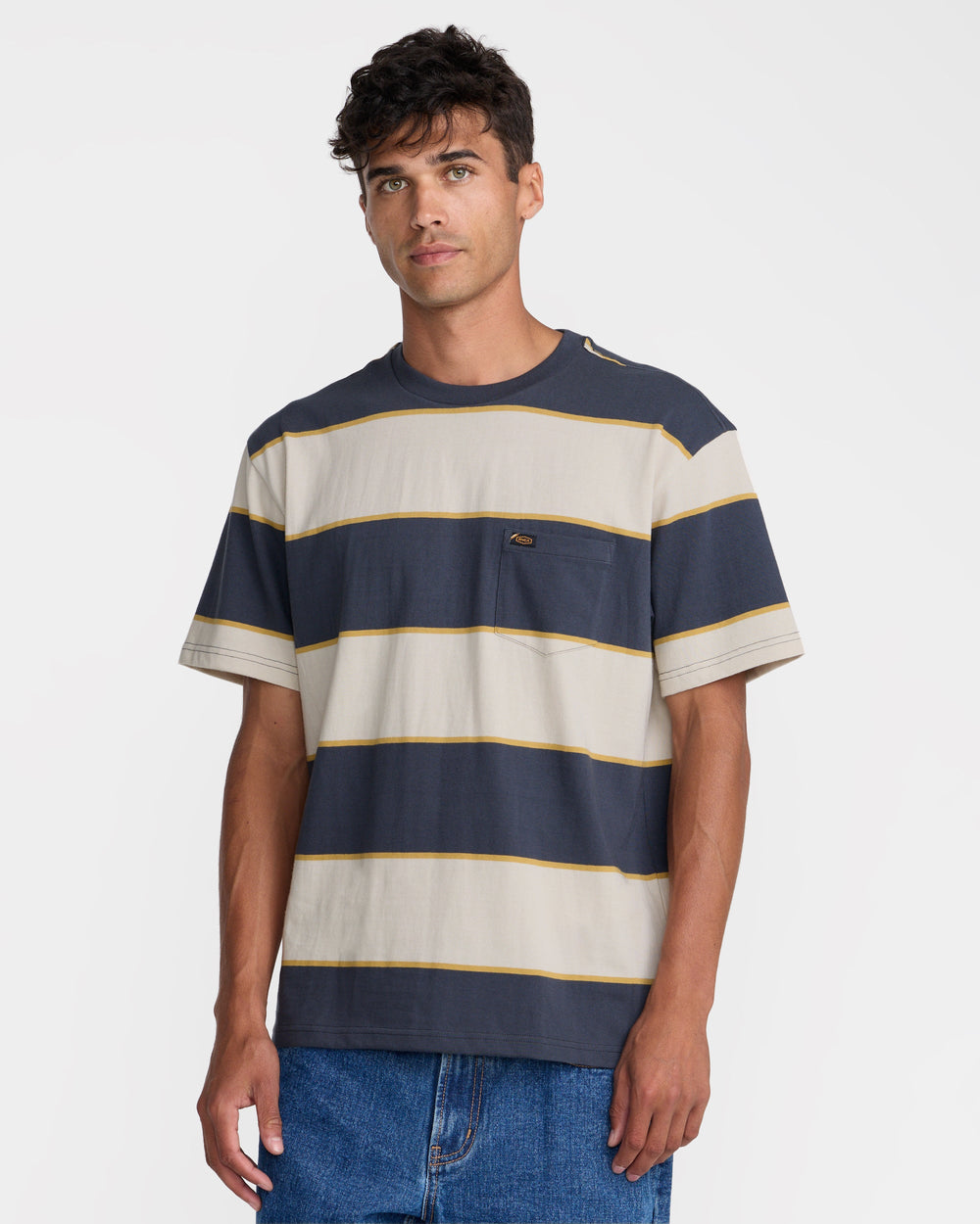 Dayshift Stripe Short Sleeve Tee - Light Khaki | RVCA discount