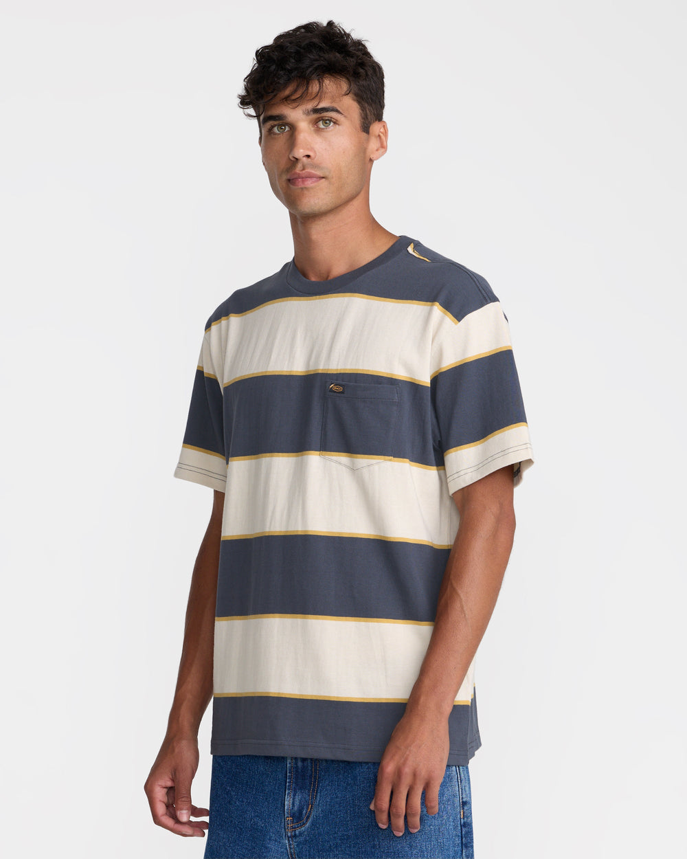 Dayshift Stripe Short Sleeve Tee - Light Khaki | RVCA discount