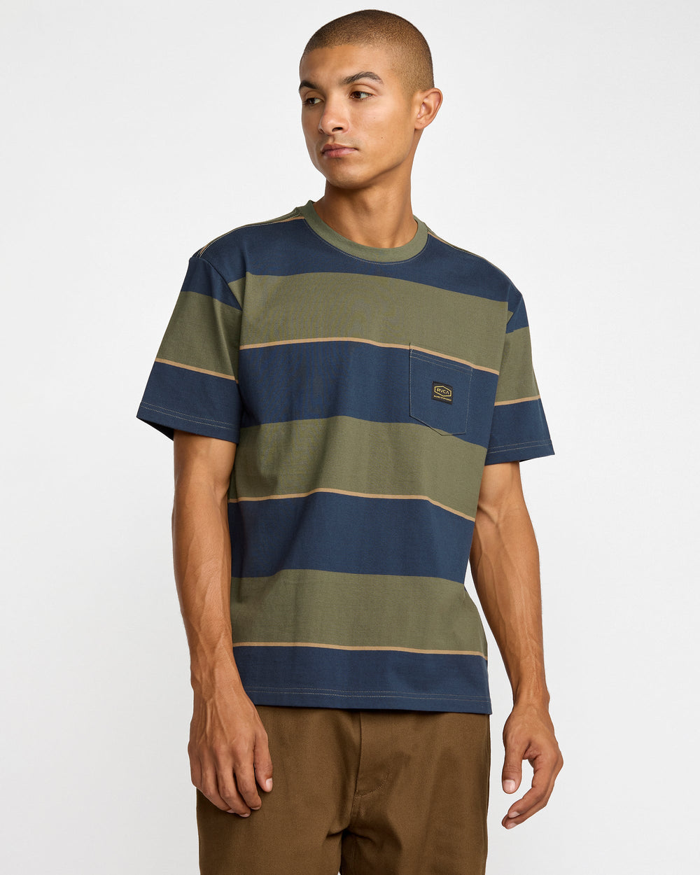 Dayshift Stripe Short Sleeve Tee - Moody Blue | RVCA on sale