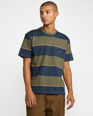 Dayshift Stripe Short Sleeve Tee - Moody Blue | RVCA on sale