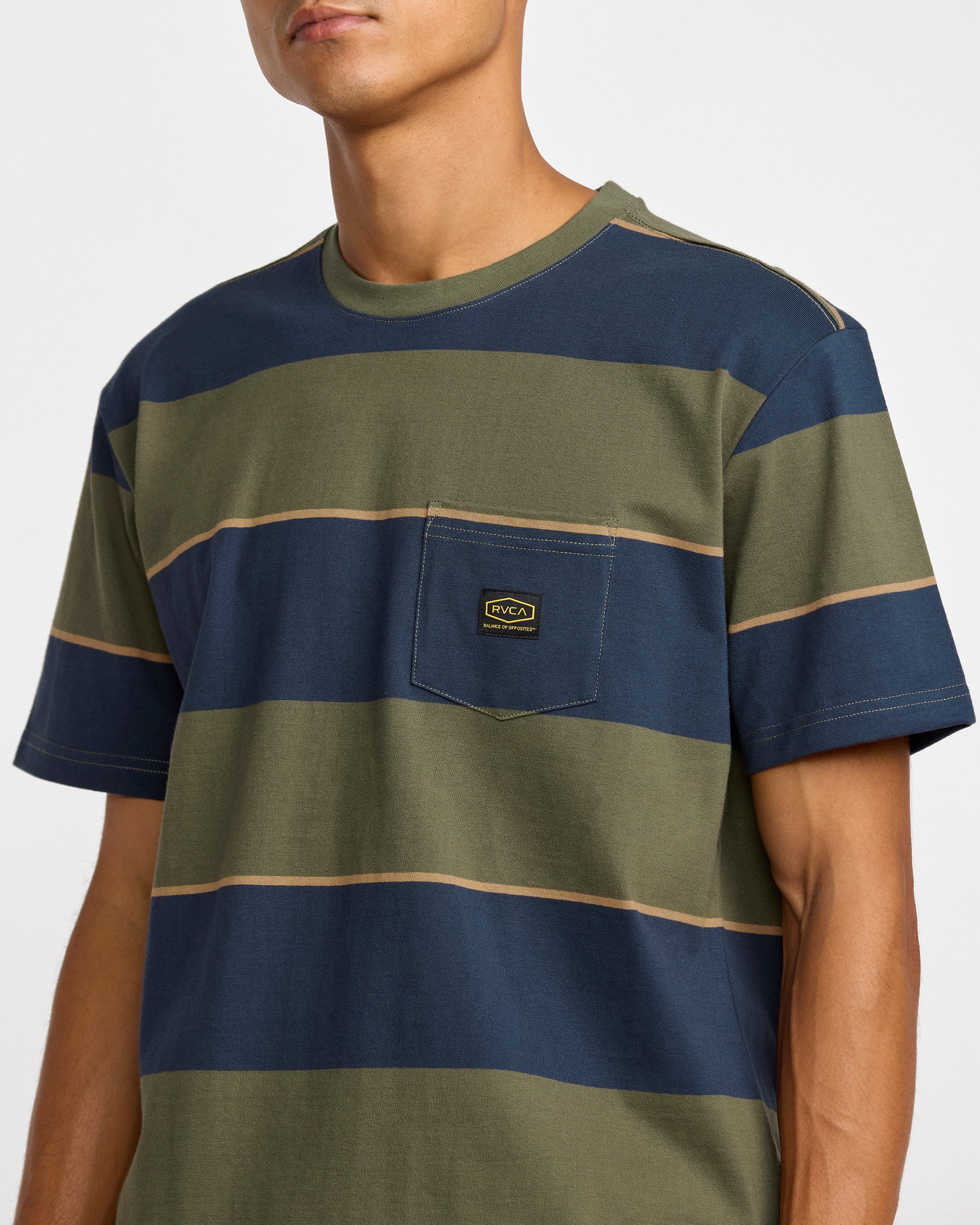 Dayshift Stripe Short Sleeve Tee - Moody Blue | RVCA on sale
