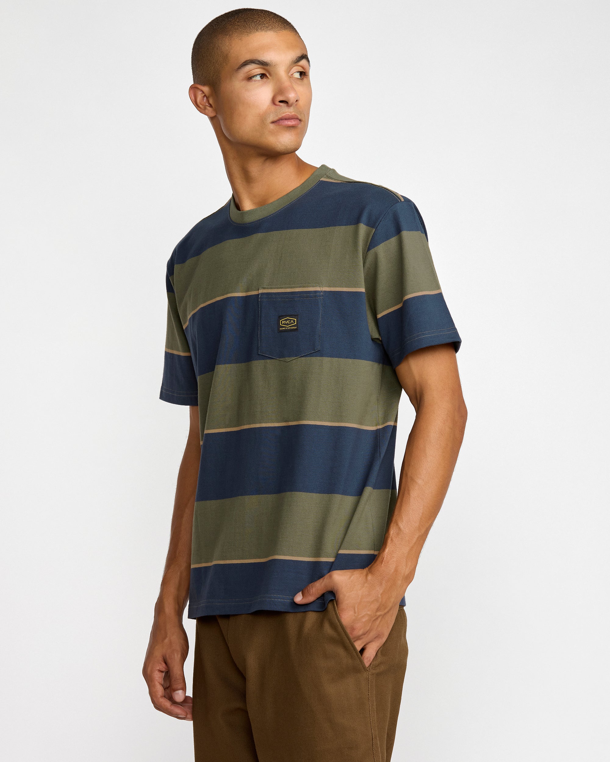 Dayshift Stripe Short Sleeve Tee - Moody Blue | RVCA on sale