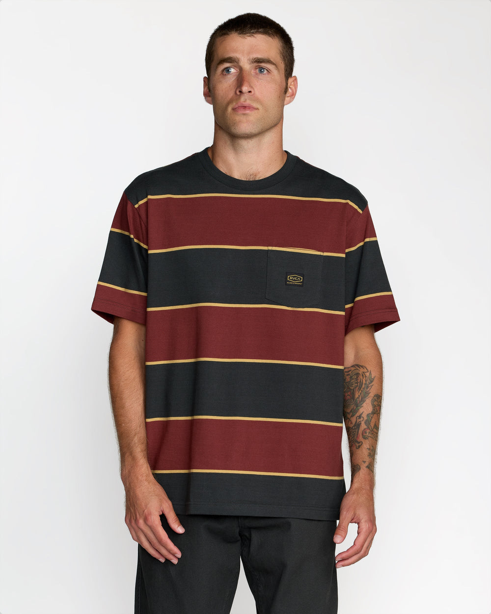 Dayshift Stripe Short Sleeve Tee - Pirate Black | RVCA discount