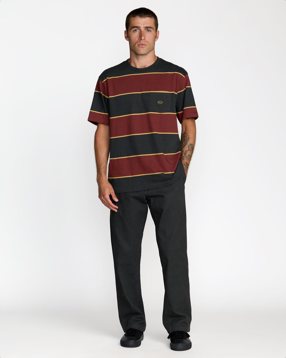 Dayshift Stripe Short Sleeve Tee - Pirate Black | RVCA discount