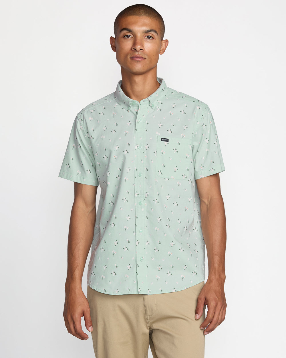 That'll Do Print Short Sleeve Shirt - Green Tea | RVCA for sale