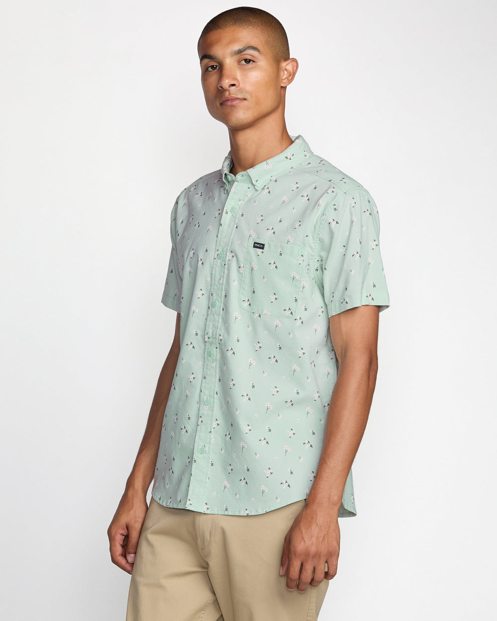 That'll Do Print Short Sleeve Shirt - Green Tea | RVCA for sale