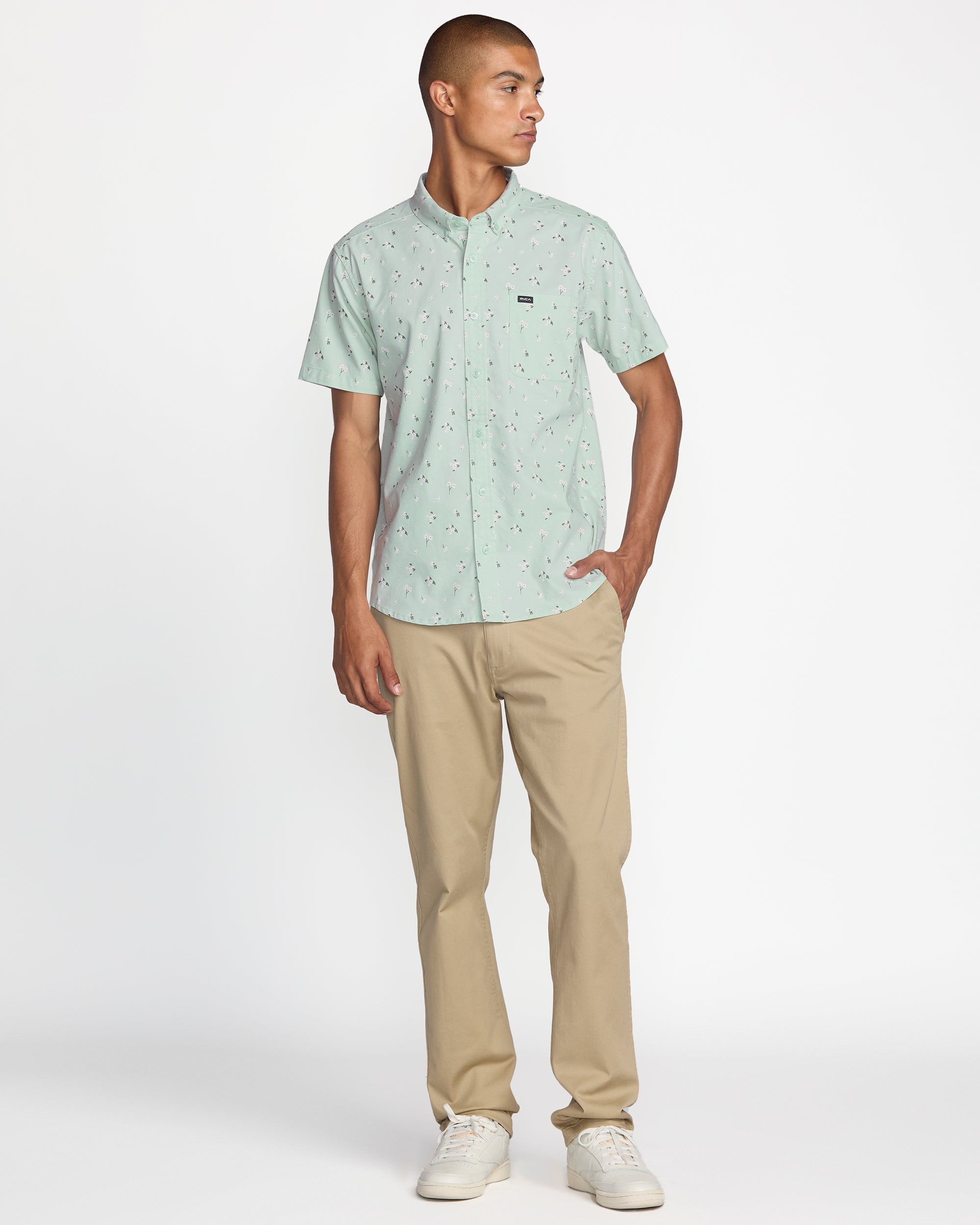 That'll Do Print Short Sleeve Shirt - Green Tea | RVCA for sale
