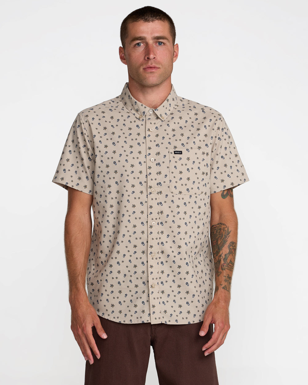 That'll Do Print Short Sleeve Shirt - Light Khaki | RVCA discount