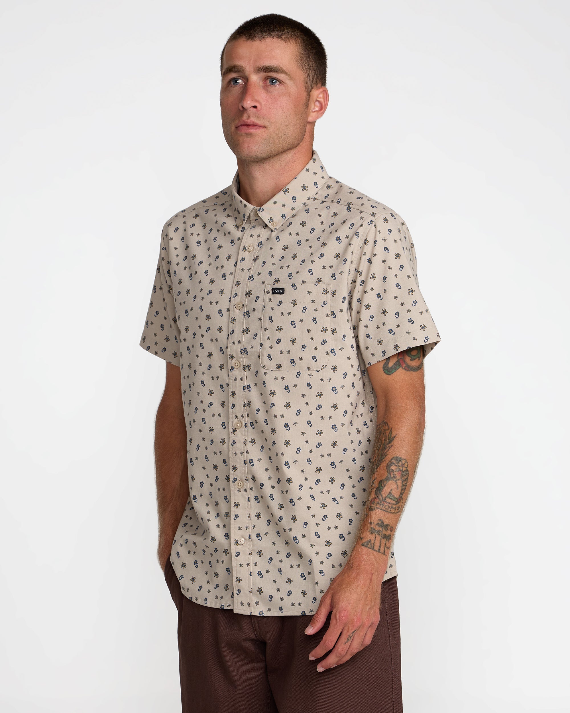 That'll Do Print Short Sleeve Shirt - Light Khaki | RVCA discount