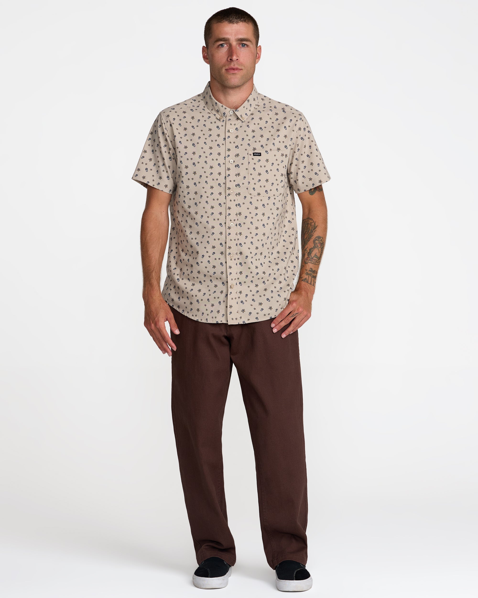That'll Do Print Short Sleeve Shirt - Light Khaki | RVCA discount