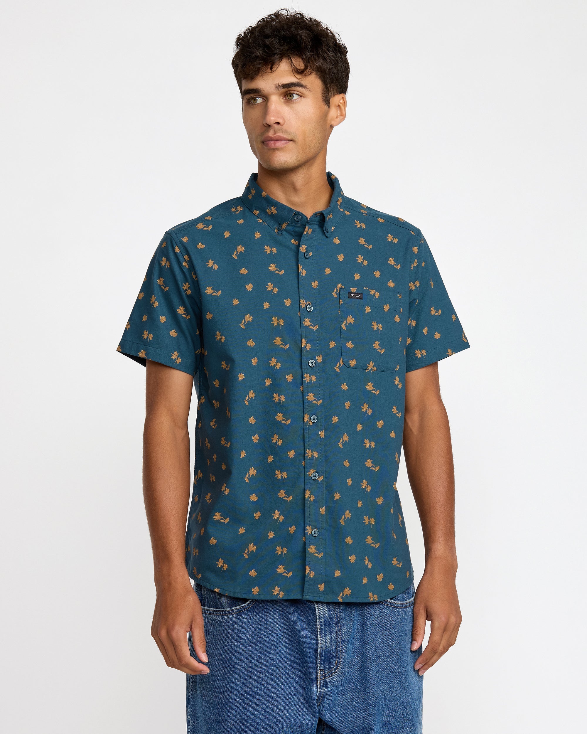 That'll Do Print Short Sleeve Shirt - Midnight Blue Floral | RVCA near me