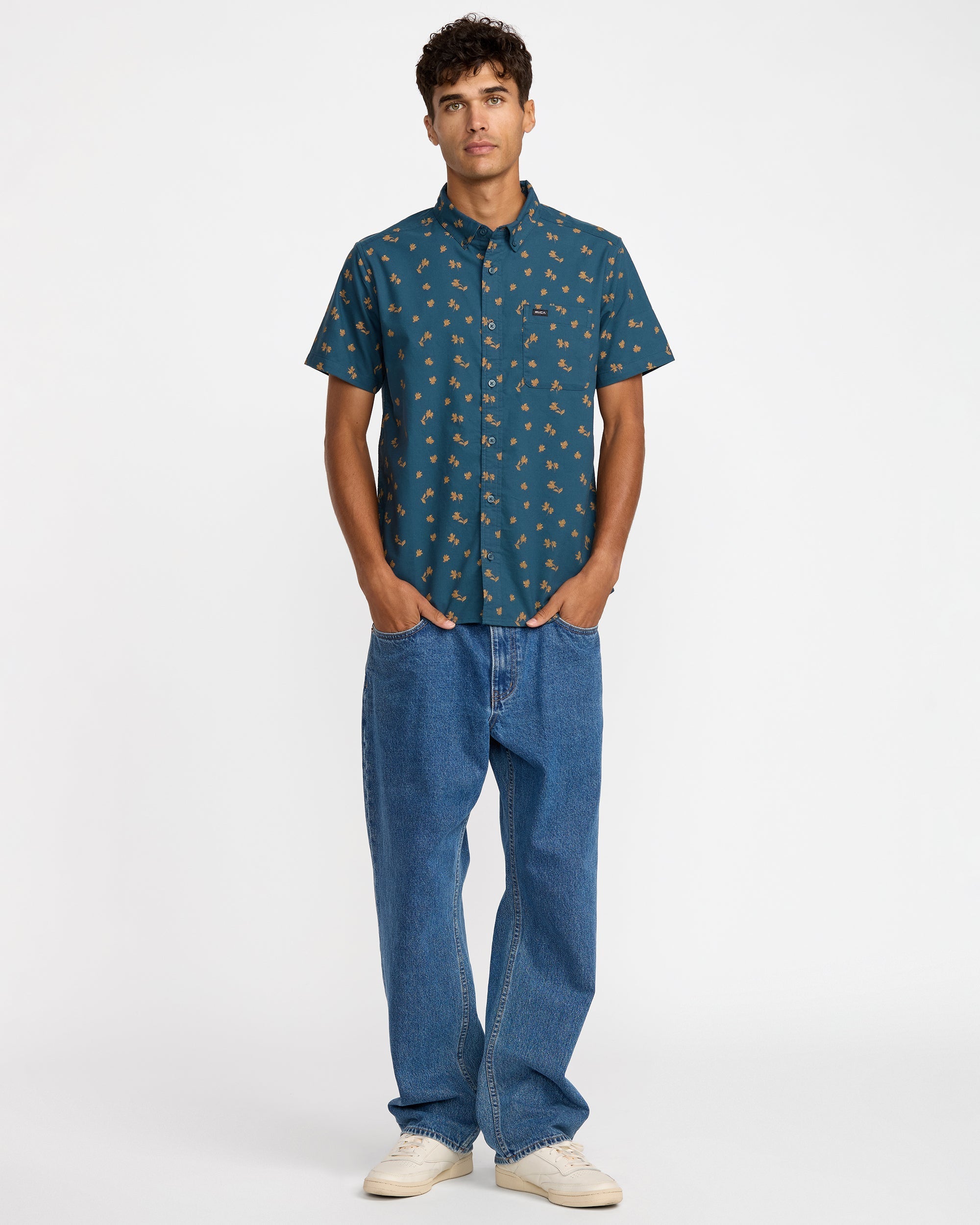 That'll Do Print Short Sleeve Shirt - Midnight Blue Floral | RVCA near me