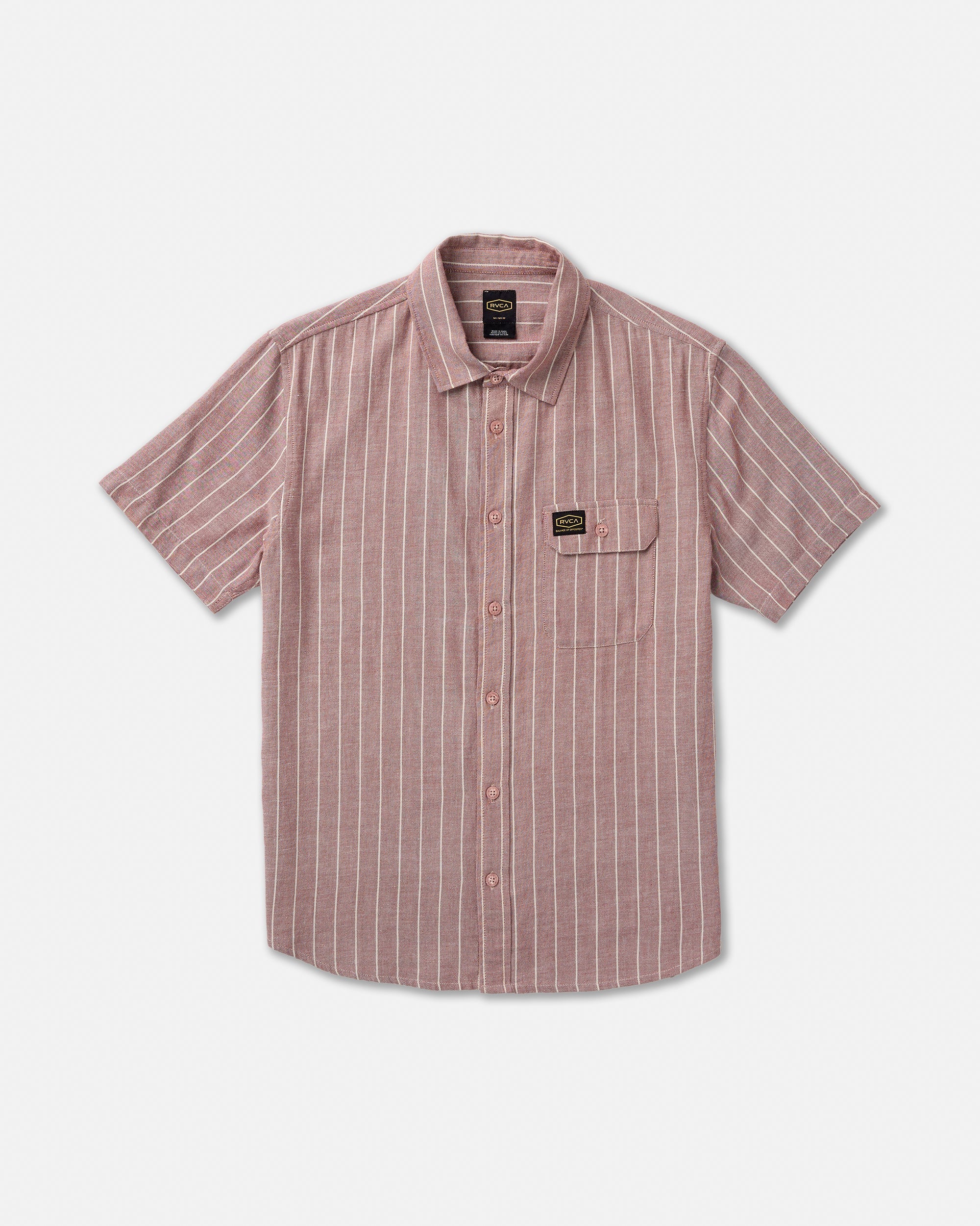 Dayshift Stripe II Short Sleeve Shirt - Red Earth | RVCA for sale