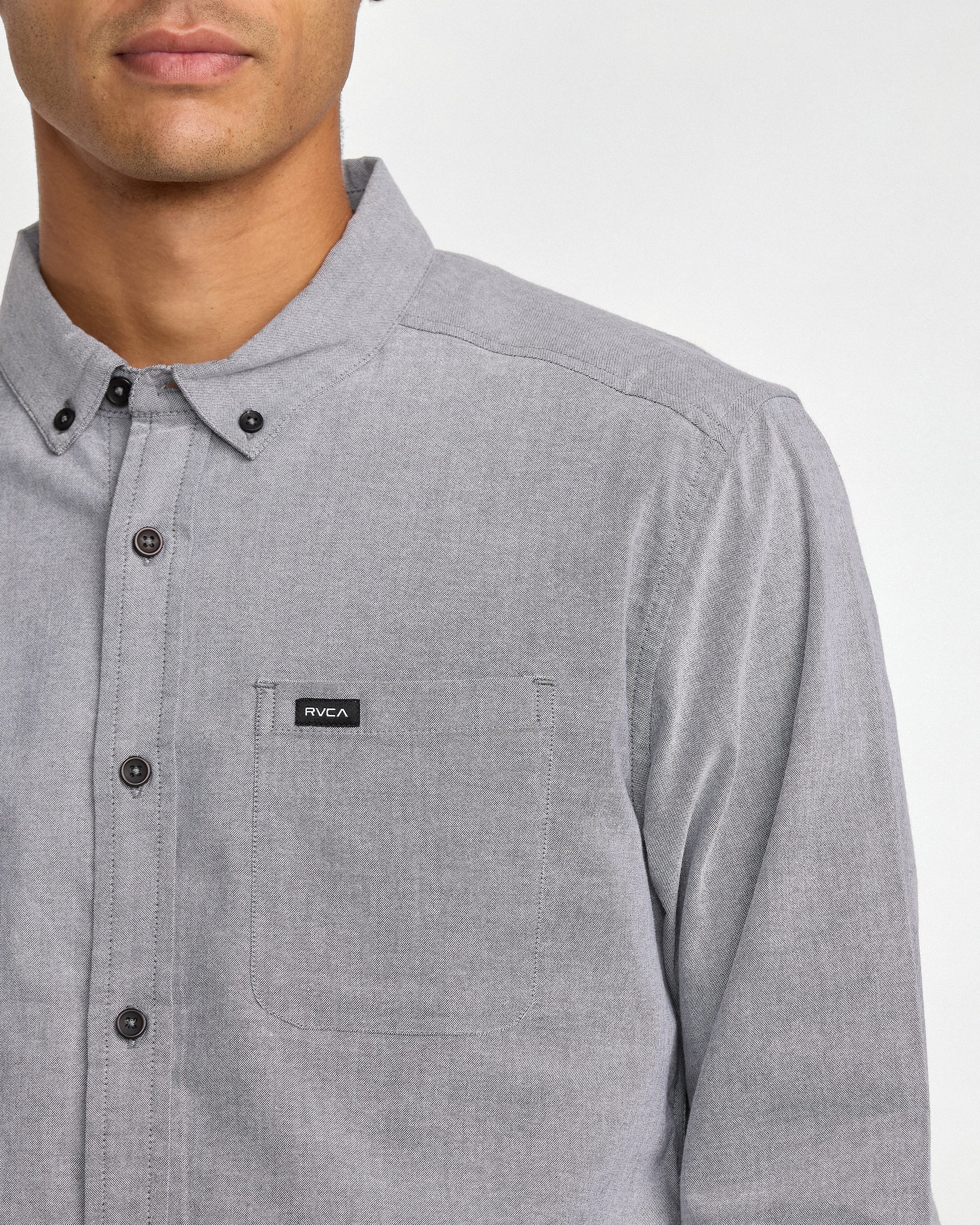 That'll Do Stretch Woven Long Sleeve Shirt - Garage Blue | RVCA discount