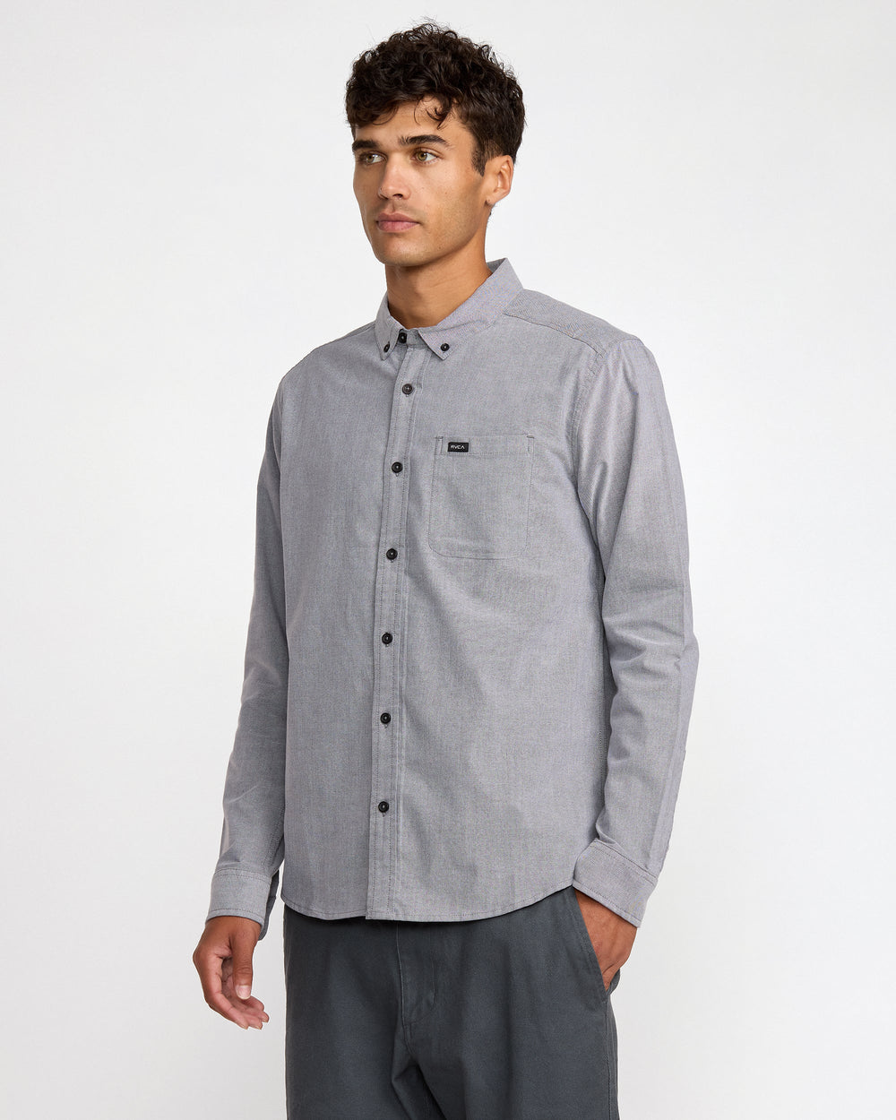 That'll Do Stretch Woven Long Sleeve Shirt - Garage Blue | RVCA discount