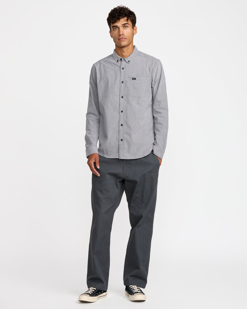 That'll Do Stretch Woven Long Sleeve Shirt - Garage Blue | RVCA discount