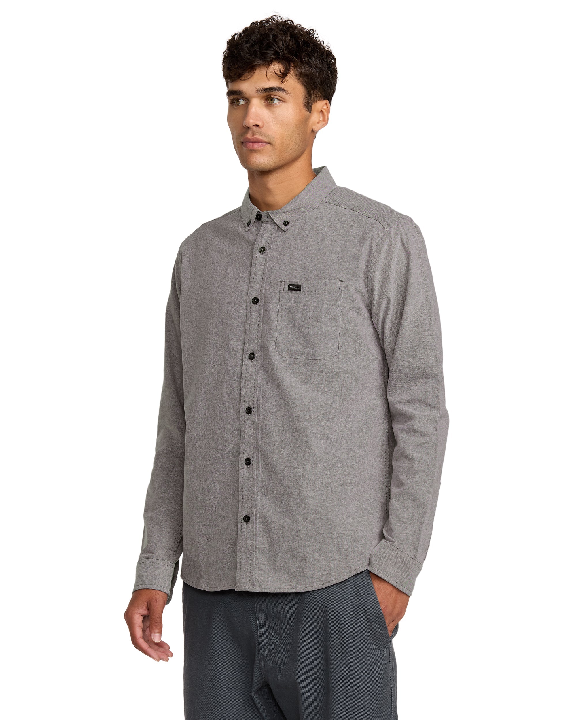 That'll Do Stretch Woven Long Sleeve Shirt - Pavement | RVCA for sale