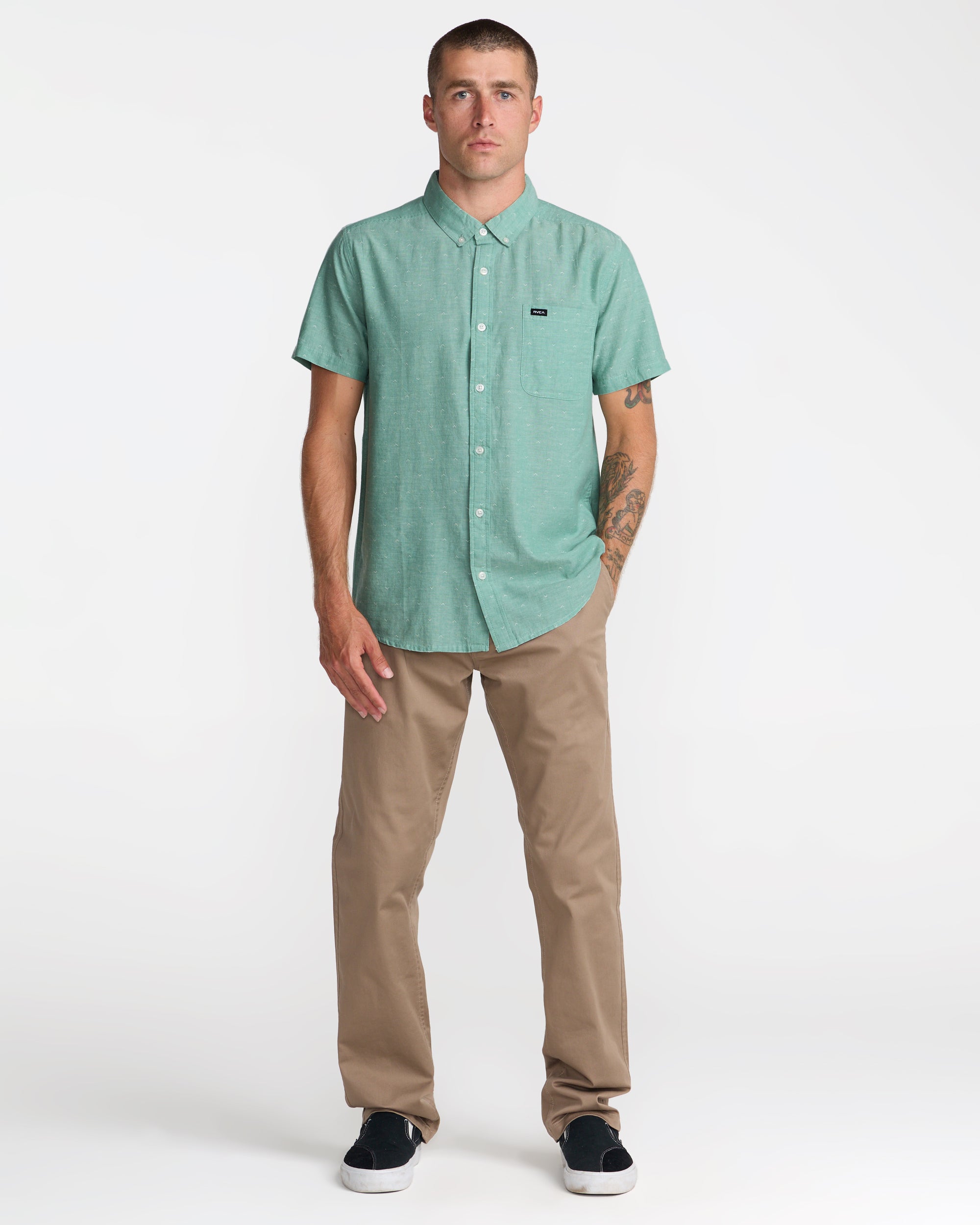 That'll Do Dobby Short Sleeve Shirt - Bottle Green | RVCA US