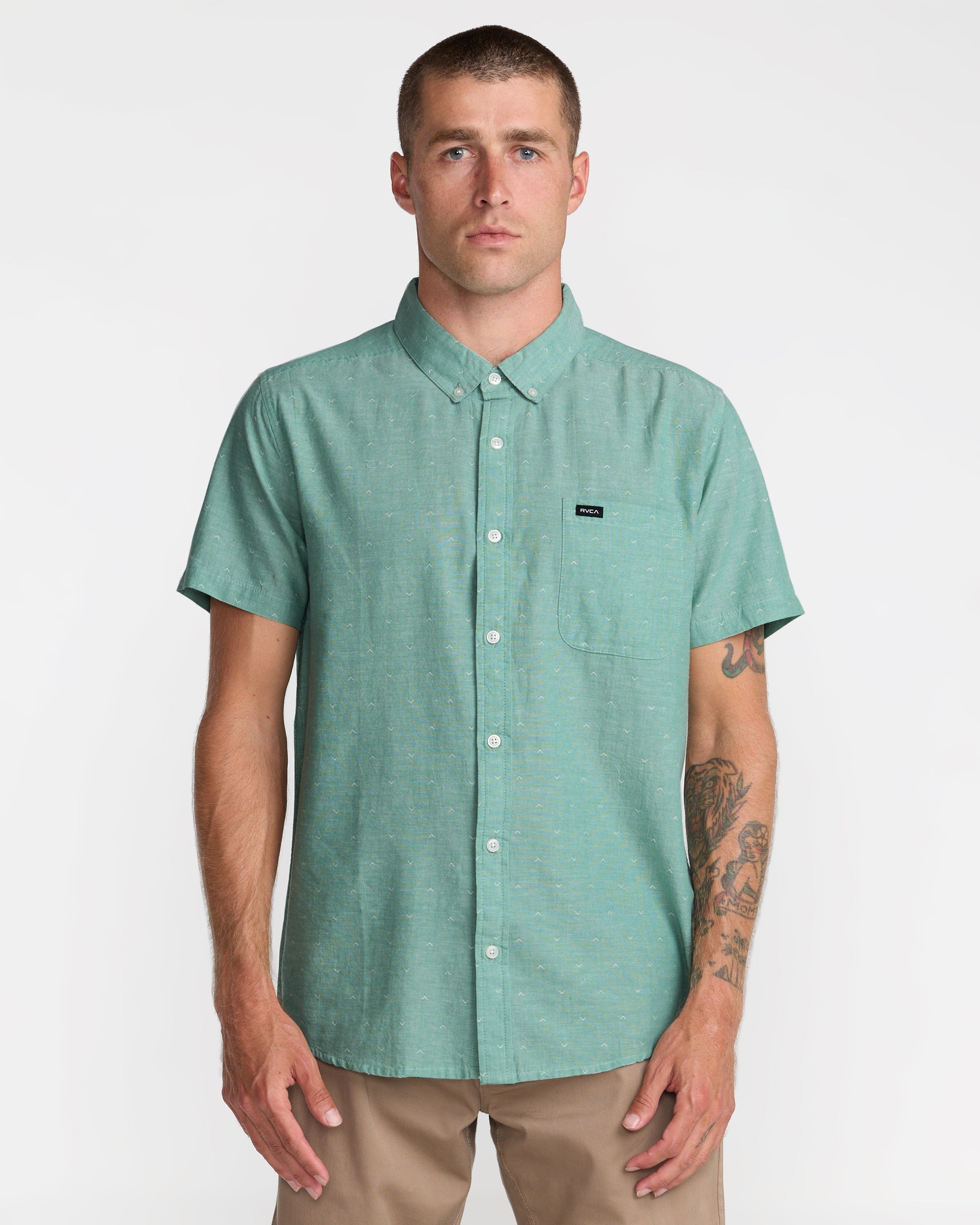 That'll Do Dobby Short Sleeve Shirt - Bottle Green | RVCA US