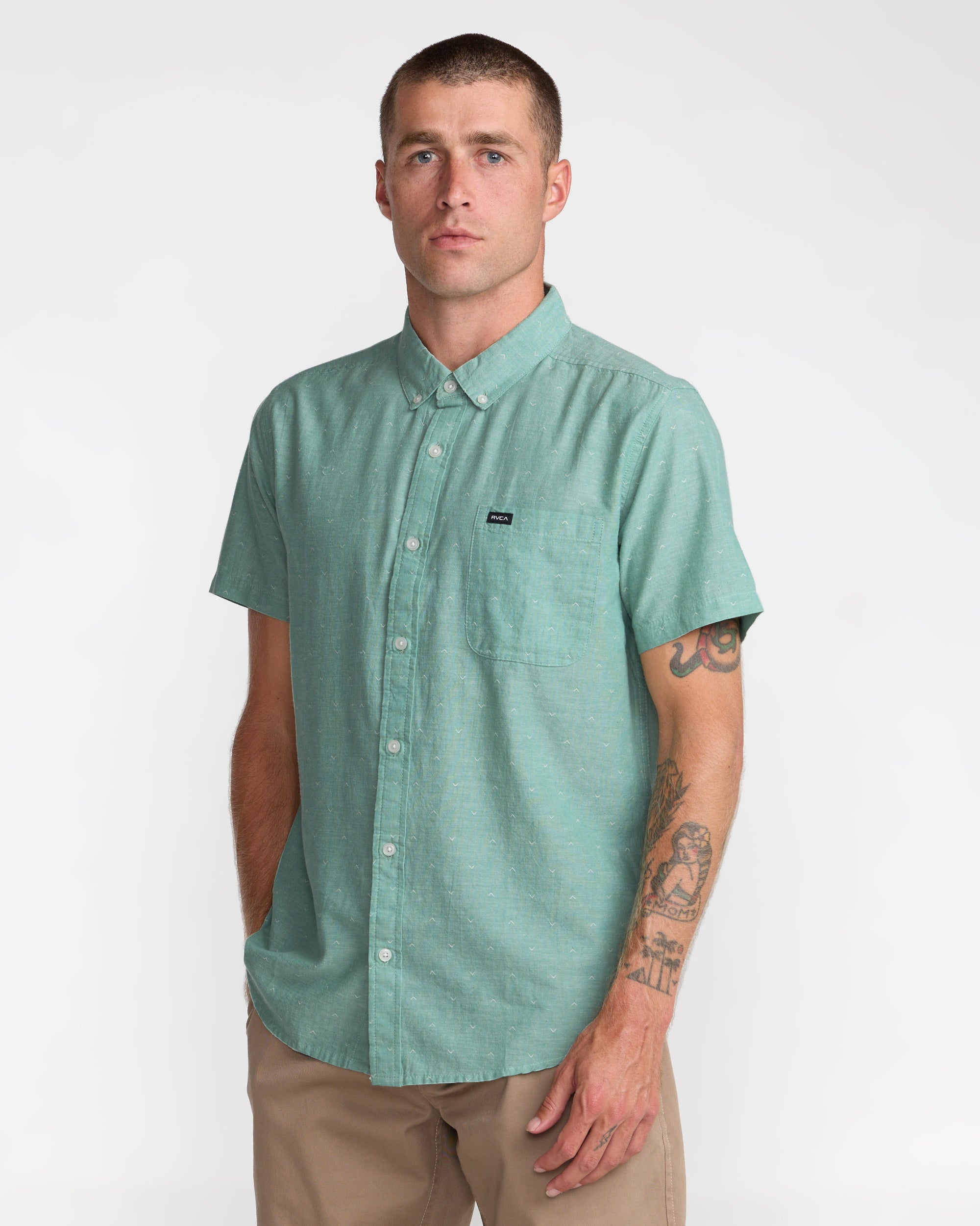 That'll Do Dobby Short Sleeve Shirt - Bottle Green | RVCA US