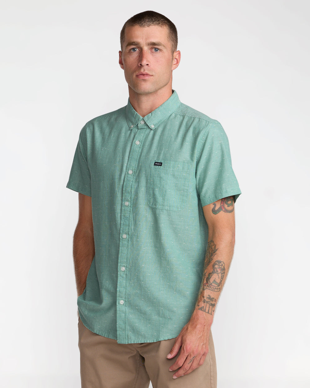 That'll Do Dobby Short Sleeve Shirt - Bottle Green | RVCA US