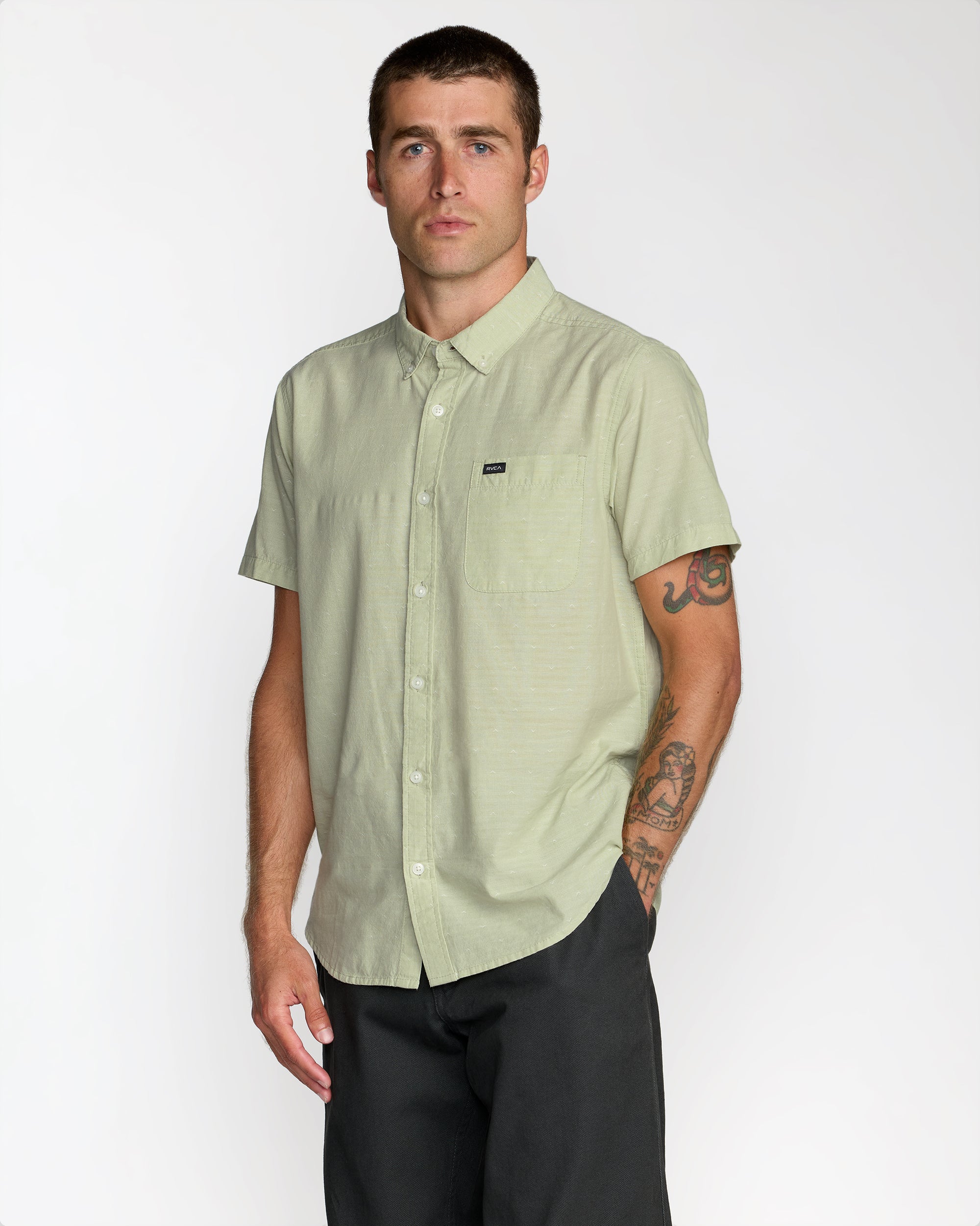 That'll Do Dobby Short Sleeve Shirt - Laurel Green | RVCA for sale