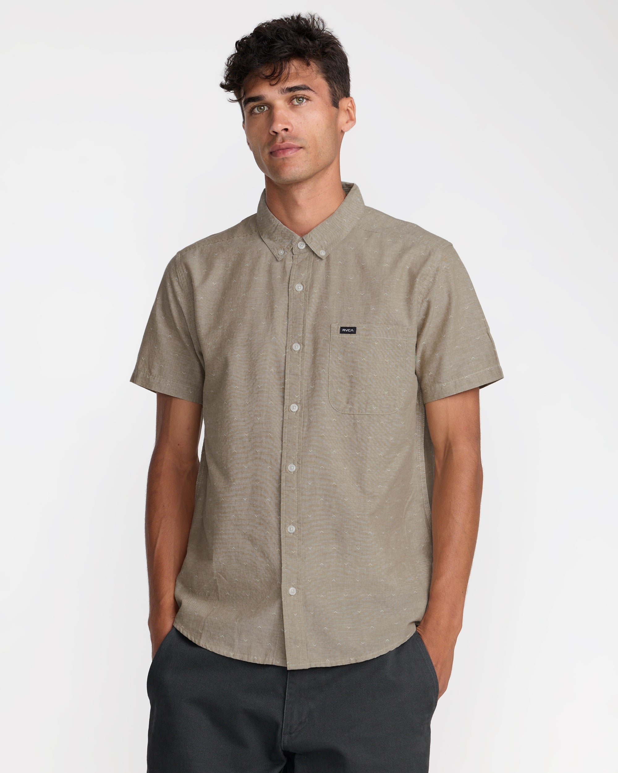 That'll Do Dobby Short Sleeve Shirt - Sand | RVCA for sale