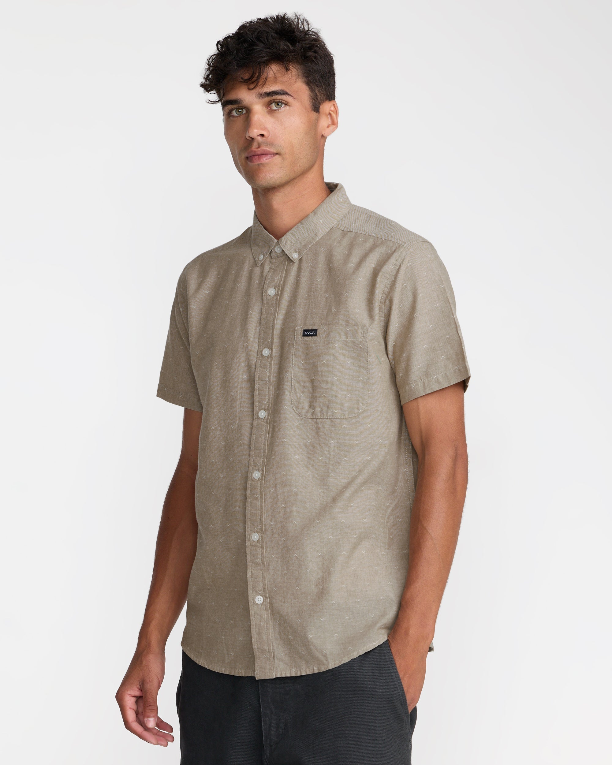 That'll Do Dobby Short Sleeve Shirt - Sand | RVCA for sale