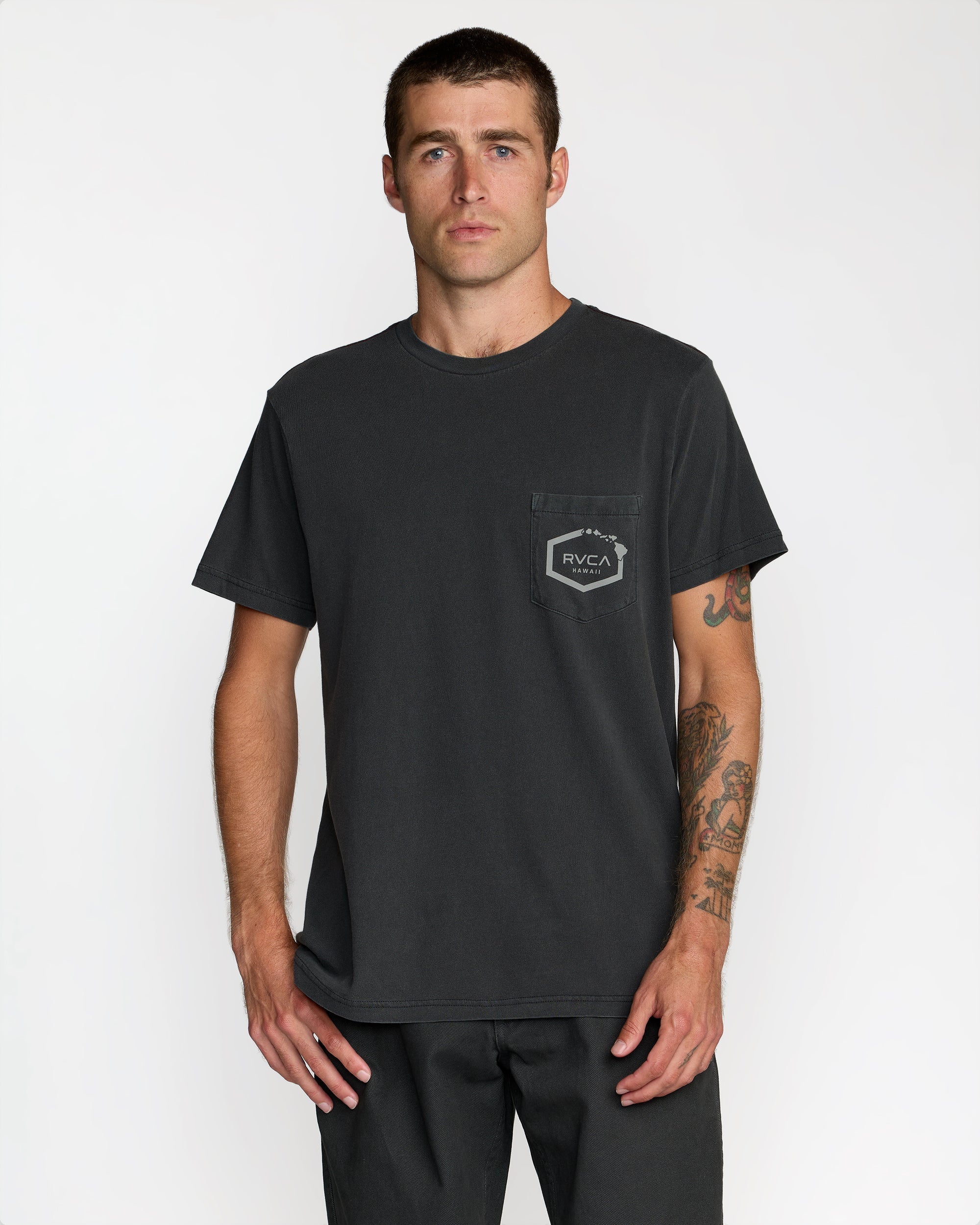 Island Hex Pocket Short Sleeve Tee - Pirate Black | RVCA discount