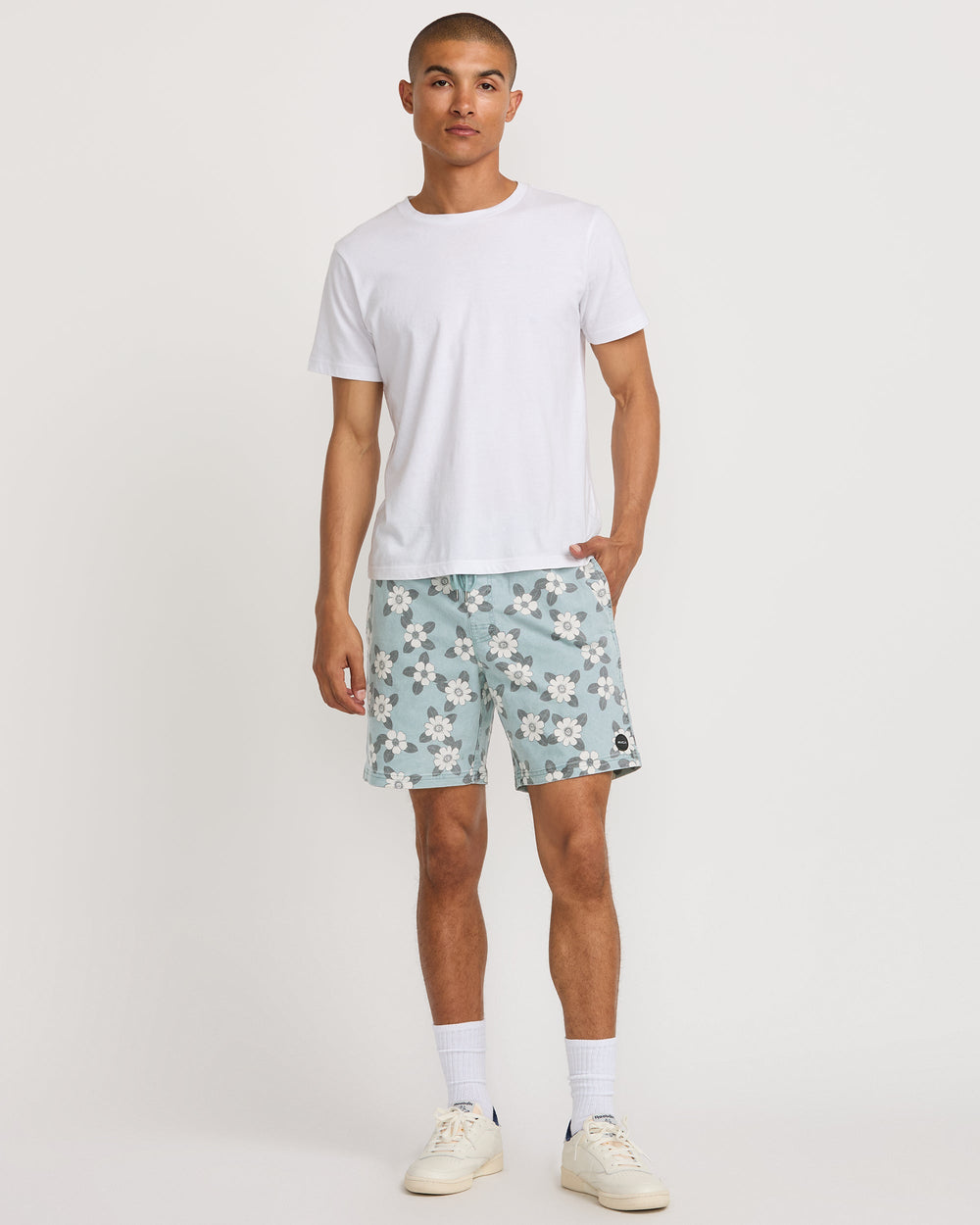Escape Elastic Print Short 17" - Lead | RVCA outlet